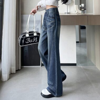 American vintage high waist flare women jeans