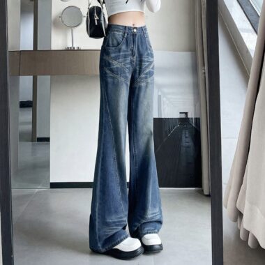 American vintage high waist flare women jeans