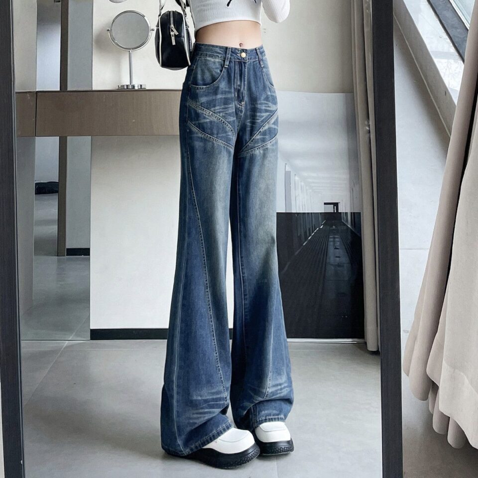 American vintage high waist flare women jeans