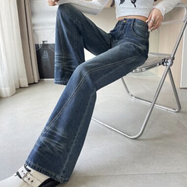 American vintage high waist flare women jeans