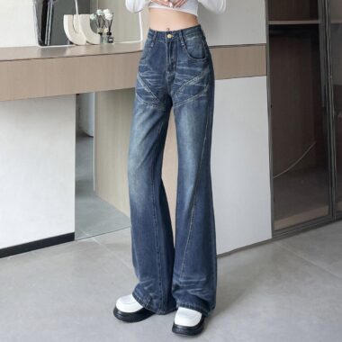 American vintage high waist flare women jeans