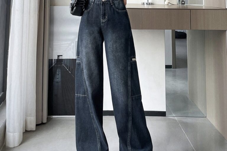 Vintage high waist straight wide leg women jeans (3) American vintage plus size high waist wide leg women jeans