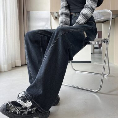 American vintage plus size high waist wide leg women jeans