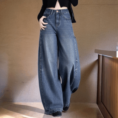 American vintage high waist loose wide leg women jeans