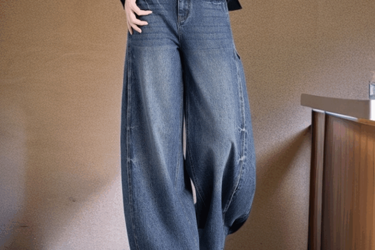 American vintage high waist loose wide leg women jeans