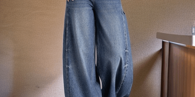 American vintage high waist loose wide leg women jeans