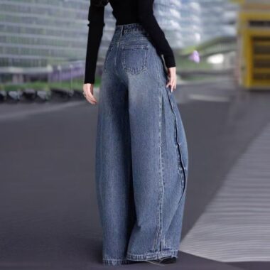 American vintage high waist loose wide leg women jeans