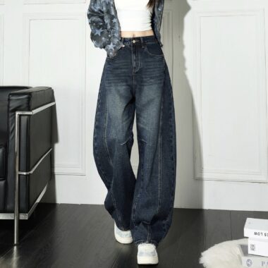 American vintage high waist slim wide leg women jeans