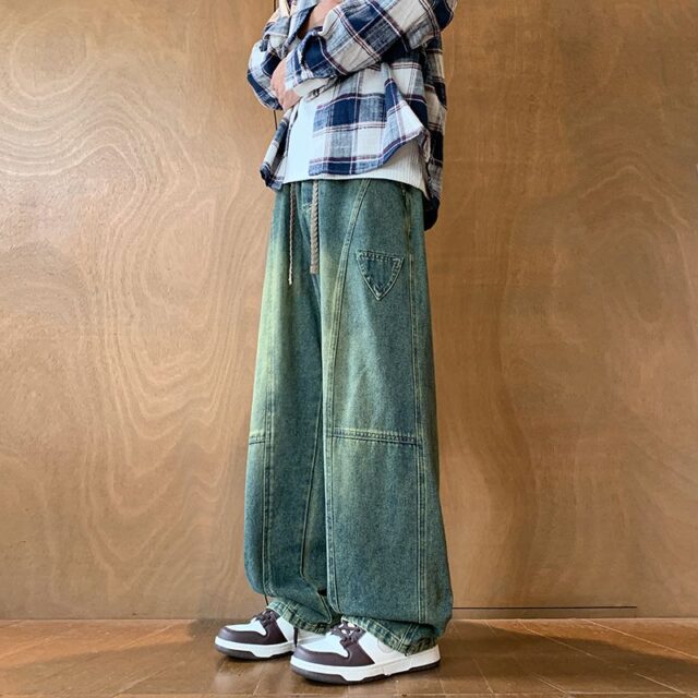 Autumn winter plus size vintage loose straight men jeans