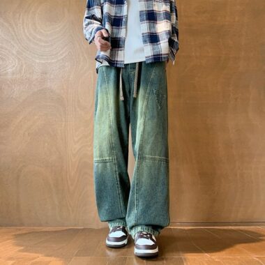 Autumn winter plus size vintage loose straight men jeans