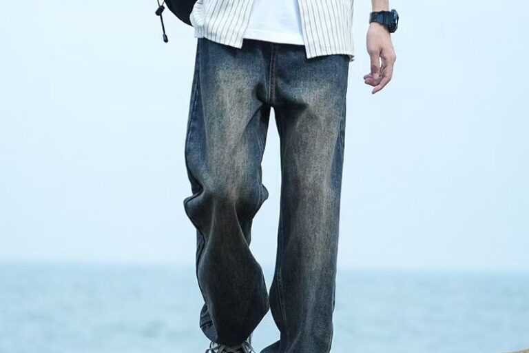 Washed vintage loose casual men jeans