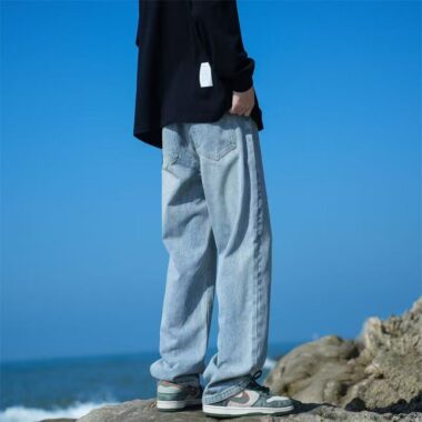 Washed vintage loose casual men jeans