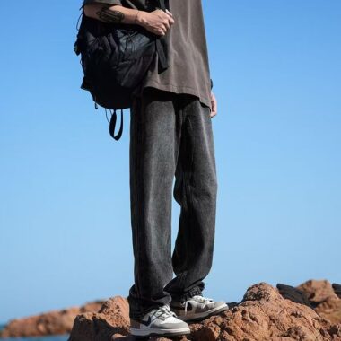 Washed vintage loose casual men jeans