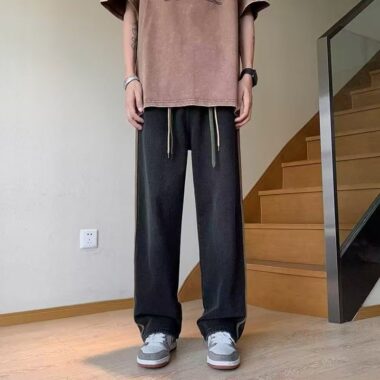 Summer American vintage washed wide leg men jeans