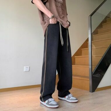 Summer American vintage washed wide leg men jeans