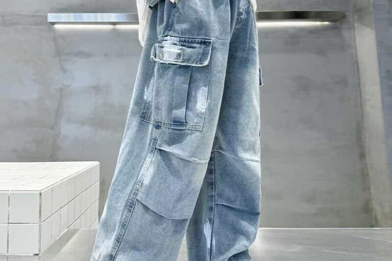 Spring autumn washed blue loose casual boys children jeans