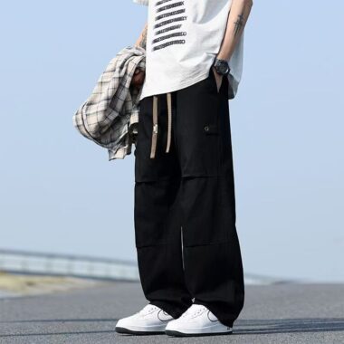 Washed vintage American loose wide leg men jeans