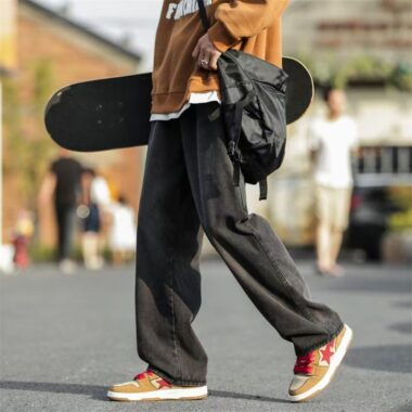 American vintage workwear loose wide leg men jeans