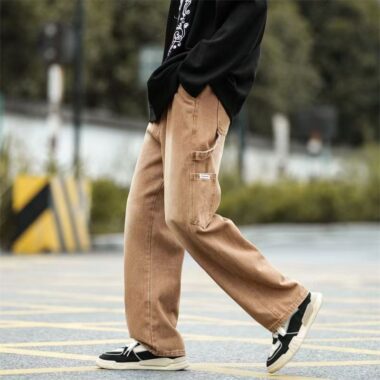 American vintage workwear loose wide leg men jeans