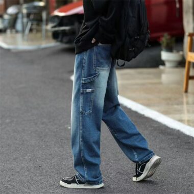 American vintage workwear loose wide leg men jeans