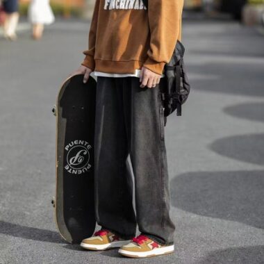 American vintage workwear loose wide leg men jeans