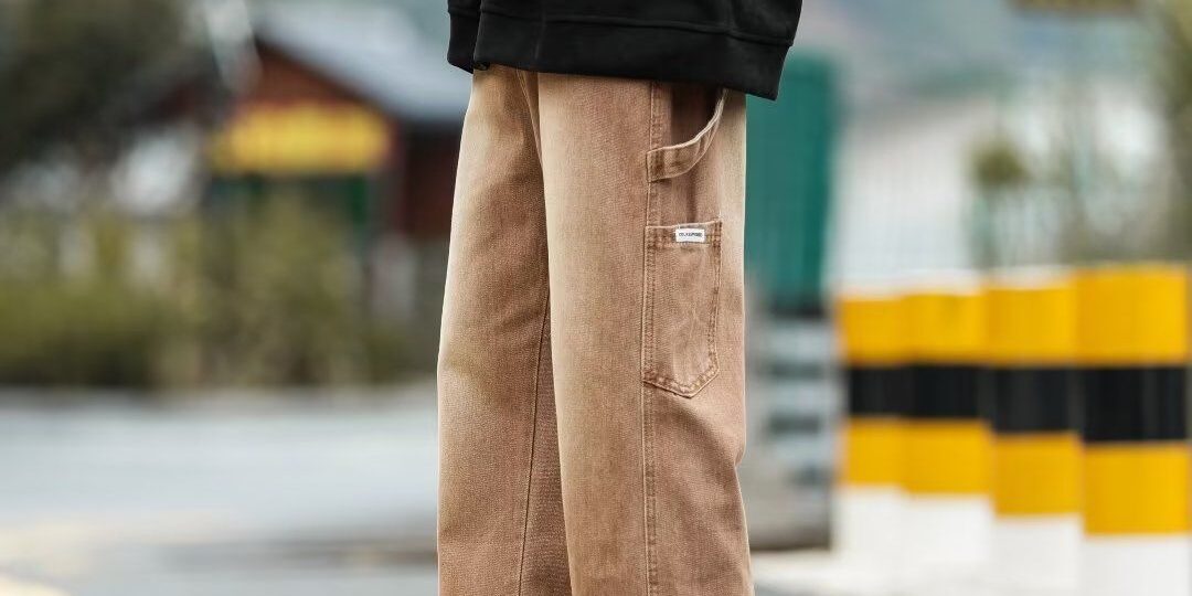 American vintage workwear loose wide leg men jeans