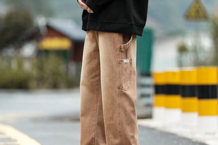 American vintage workwear loose wide leg men jeans