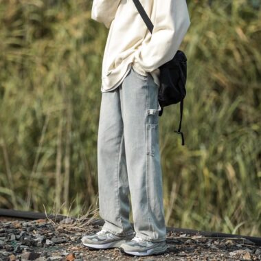 American vintage workwear loose wide leg men jeans